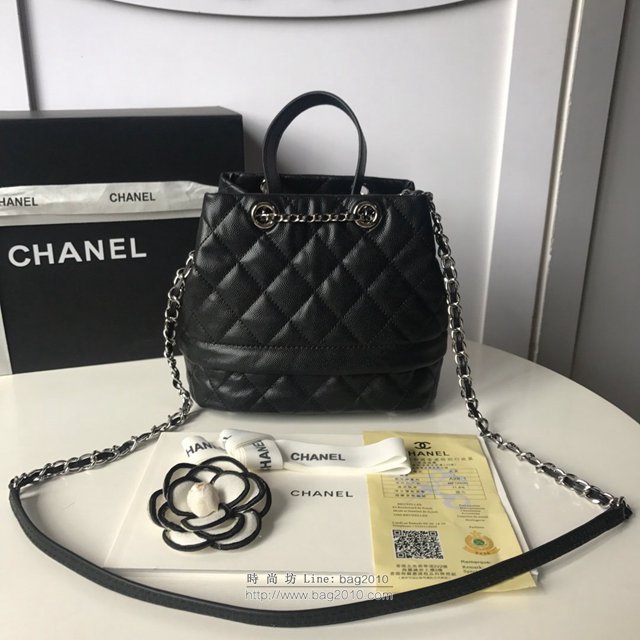 Chanel女包 香奈兒單肩包 香奈兒女包包 2019新品 黑色 小號水桶抽繩鏈條斜挎包  djc3018